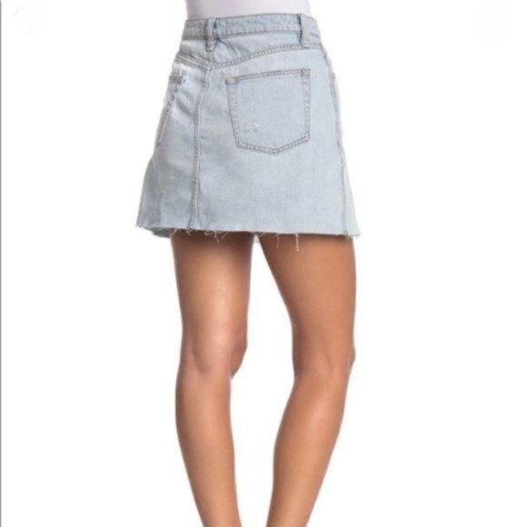 NWT Free People Mini Denim Skirt Size 27]6 A Line Button Up - Picture 2 of 7